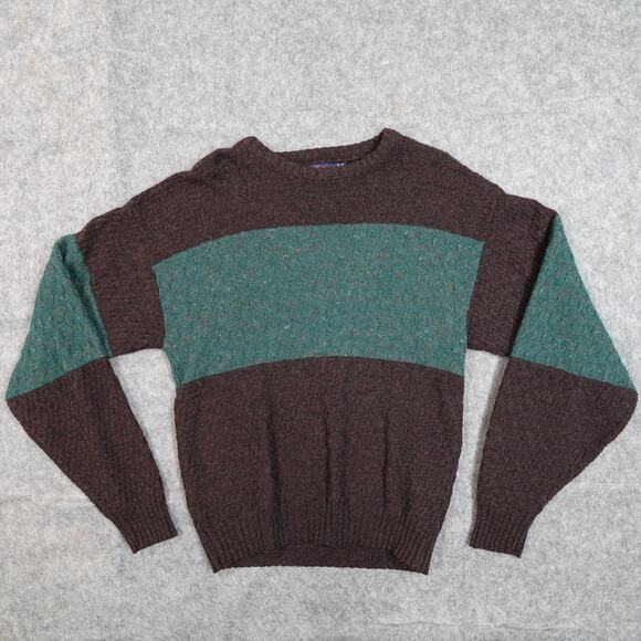 Vintage Aspetuck Trading Sweater Mens Large Wool USA Made Grandpa Pullover Knit - Picture 1 of 7
